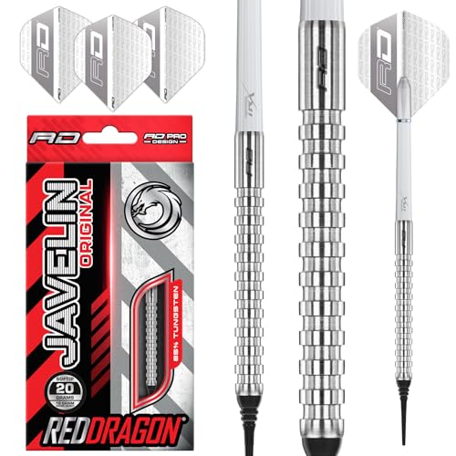 RED DRAGON Javelin Original 18g Softip Tungsten Darts Set with Flights and Stems