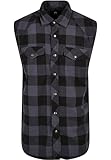 Brandit Checkshirt Sleeveless, Black-Grey, 6XL