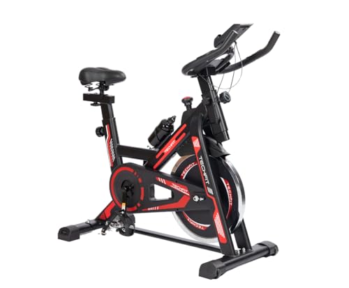 TechFit Heimtrainer Fahrrad, Indoor Spinning Bike 13 kg Schwungrad Höhenverstellbarer Hometrainer mit Magnetwiderstand Einstellung, LCD-Anzeige, Flasche- und Tabletshalter, Benutzergewicht bis 120kg