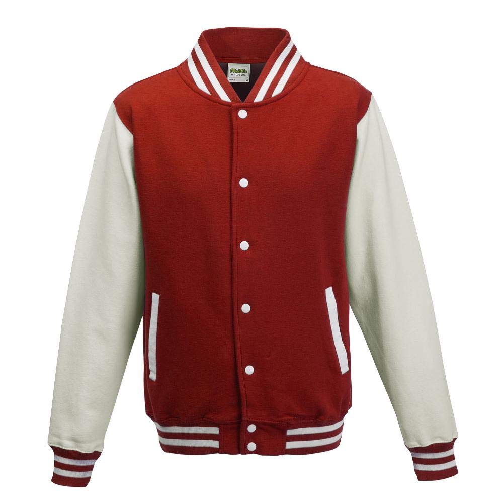 Just Hoods College Jacke 'Varsity Jacket, Mehrfarbig (Feuerrot/Weiß), XL