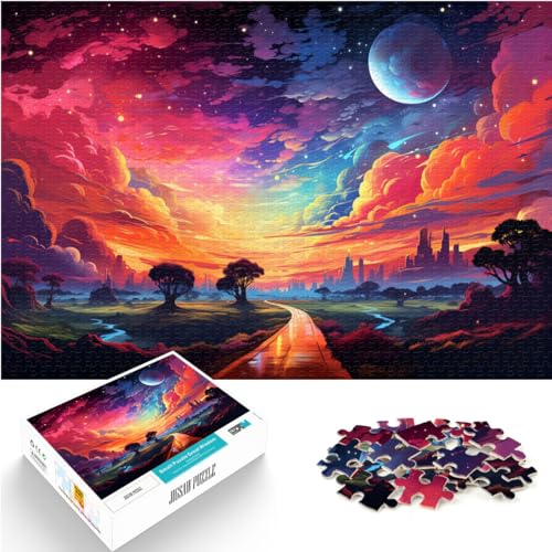 Puzzle, bunte Fantasielandschaft, Puzzle 1000 Teile, Holzpuzzle, Familienspiel, Stressabbau, schwieriges Herausforderungspuzzle 1000 Teile (50 x 75 cm)