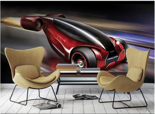 Cooles Rotes Konzeptfahrzeug 3D Tapete Poster Restaurant Schlafzimmer Wohnzimmer Sofa TV Dekorative Wand-400cm×280cm