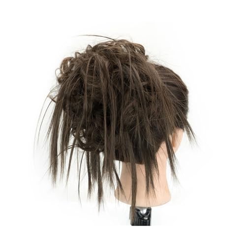 Haarteil 2 Stück unordentlicher Haarknoten, Hochsteckfrisur, gefälschte Haargummis, Verlängerung, gewellte, lockige Haarteile, Pferdeschwanz, Chignon-Stirnband for Frauen Haarverlängerung(Light Brown)