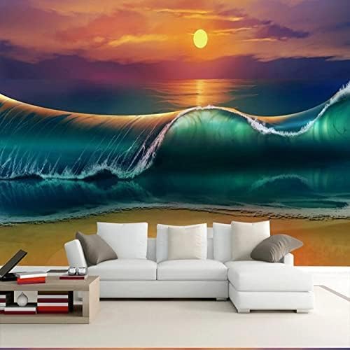 XLMING Ölgemälde Meereswellen Landschaft 3D Tapete Home Dekoration Wohnzimmer Sofa Schlafzimmer Tv Hintergrund Wand-200cm×140cm