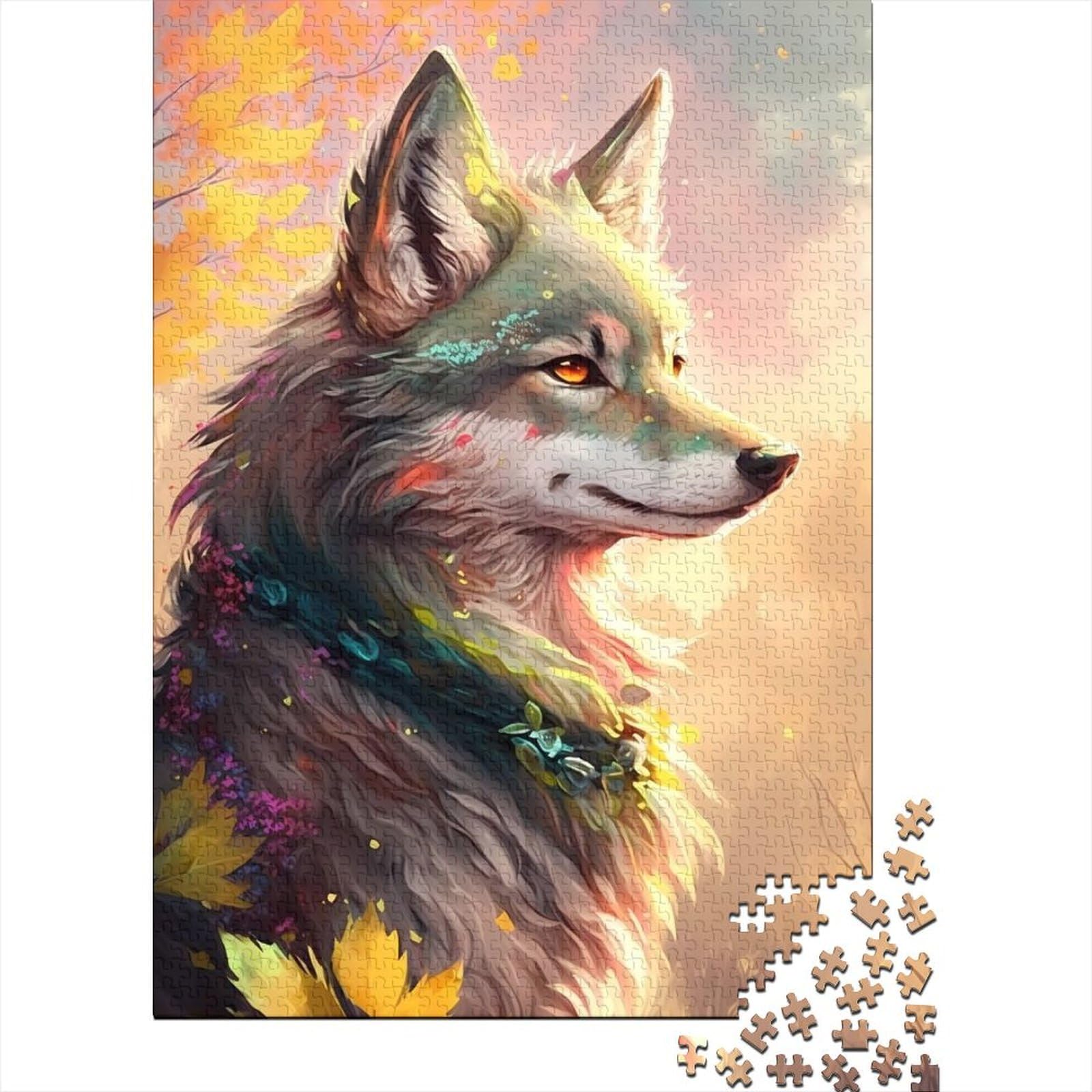 Schwieriges, anspruchsvolles Puzzle mit 1000 Teilen, Wolf, traumhaftes Holzpuzzle für Erwachsene, Puzzles eignen ganze Familie und die 29,53 x 19,69 Zoll