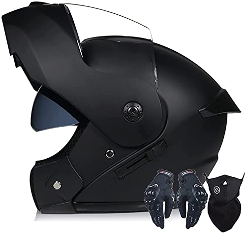 Damen Herren Motorradhelm Klapphelm Modularer Motorrad-Scooter-Integralhelm,Hochklappbarer Motorradhelm Mit Doppelvisier Sturzhelm,DOT/ECE-Zertifiziert (Color : A, Größe : L=59-60cm)