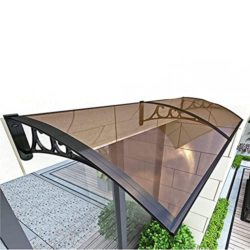 Türvordach Überdachungen Terrassen-Regenschutz Veranda Winddichtes Kälteschutz-Vordach für Veranda-Terrassendach mit schwarzer Halterung aus Aluminiumlegierung, braune Polycarbonatplatte