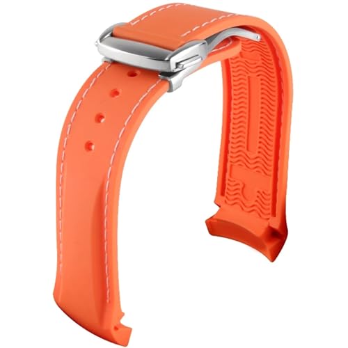 NEYENS Gummi-Uhrenarmband für Omega Seamaster Uhrenarmbänder mit Faltschnalle, 20 mm / 22 mm, gebogenes Ende, Silikon-Armbänder, 21 mm, Achat