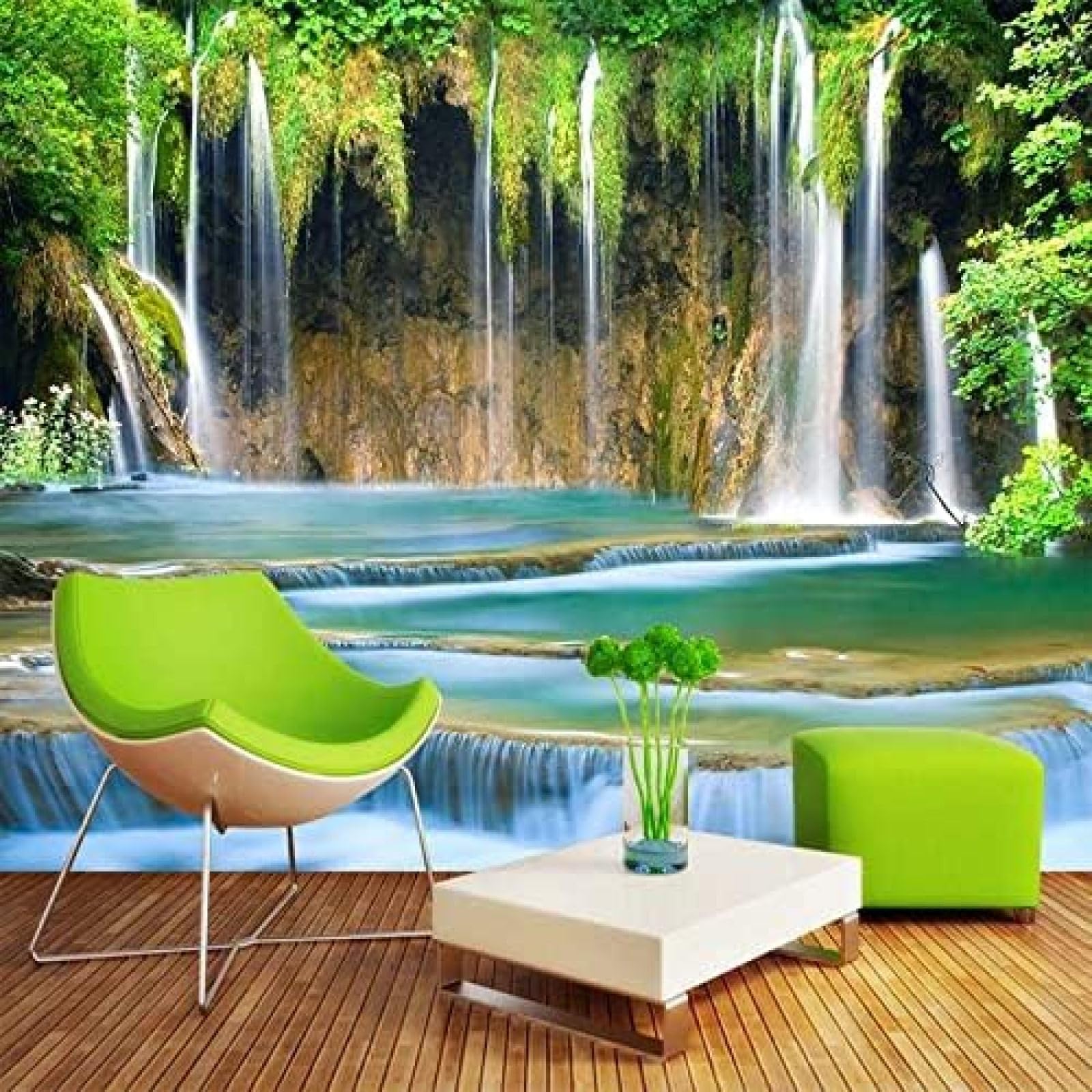 XLMING Wasserfall-Landschaft 3D Tapete Wohnzimmer Sofa Schlafzimmer Esszimmer Home Dekoration Wand-300cm×210cm