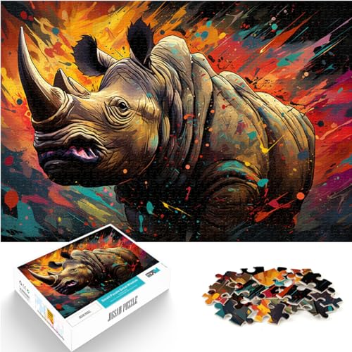 Puzzle zum Verschenken, Nashorn-Puzzle 1000 Teile für Erwachsene, Holzpuzzle mit vollständig ineinander greifenden und zufällig geformten Teilen, 1000 Stück (50 x 75 cm)