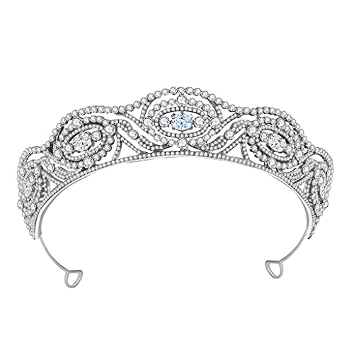 SANRLO Stirnbänder, Haarschmuck für Damen, Zirkonia-Kristallkrone, Luxus-Haarschmuck, dekorative Prinzessinnen-Tiaras, Krone, Vintage-Stil, Festzug, Abschlussball, Haarschmuck, Metalllegierung