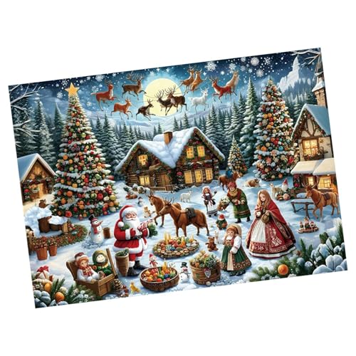 Weppduk Weihnachten Adventskalender Puzzle 2024,Adventskalender 2024 Puzzles | 24 Tage Adventskalender Vintage Feiertag - 1000 Teile Puzzle Weihnachts-Countdown-Puzzle für Familienspiel Weihnachten