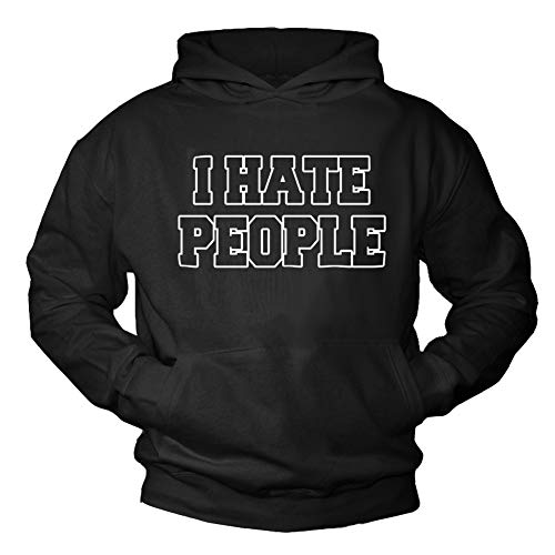 MAKAYA Sprüche Hoodie Herren - I Hate People - Pullover mit Kapuze Sweatshirt Pulli Lustig Schwarz Größe XXXL