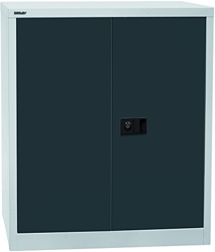 BISLEY Flügeltürenschrank Universal, 1 Fachboden, 2 OH, Metall, 525 Korpus Lichtgrau, Fronten Anthrazitgrau, 40 x 91.4 x 100 cm