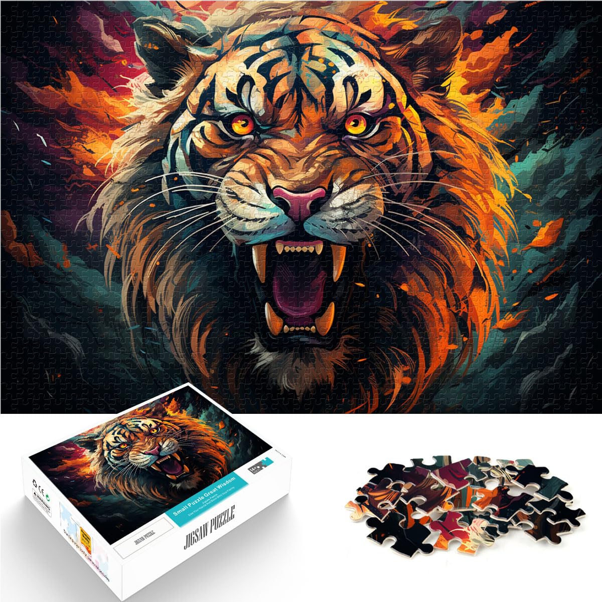 Puzzle für farbenfrohen Wilden Tiger für Erwachsene, 1000 Teile Puzzle, Holzpuzzle ganze Familie und Dieses 1000-teilige (50 x 75 cm)