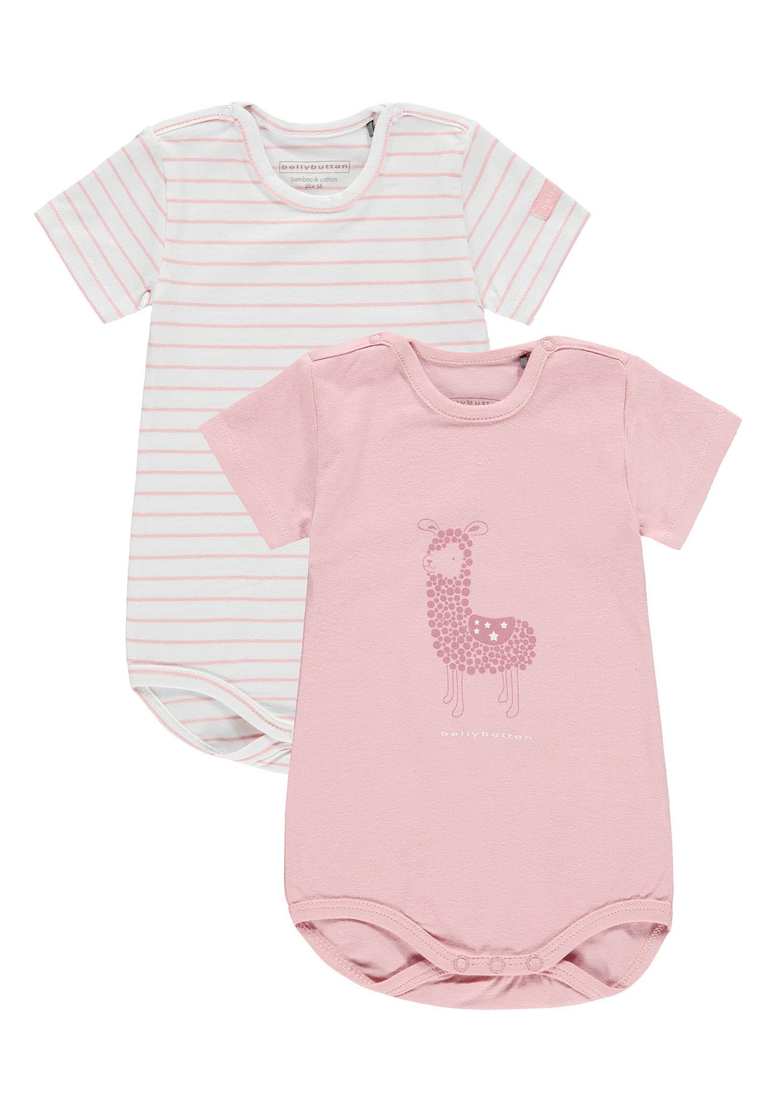 Bellybutton Kids Unisex Baby Set 2 TLG. (Body 1/4 Arm) Bekleidungsset, Pink (Geranium Pink|Rose 2390), 92