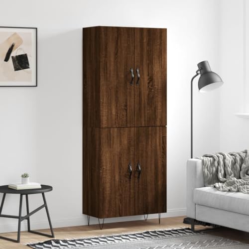 CCCINER Highboard Braun Eichen-Optik 69,5x34x180 cm Holzwerkstoff,Stilvoller HighboardSchrank aus Eichenoptik mit viel Stauraum für das Wohnzimmer