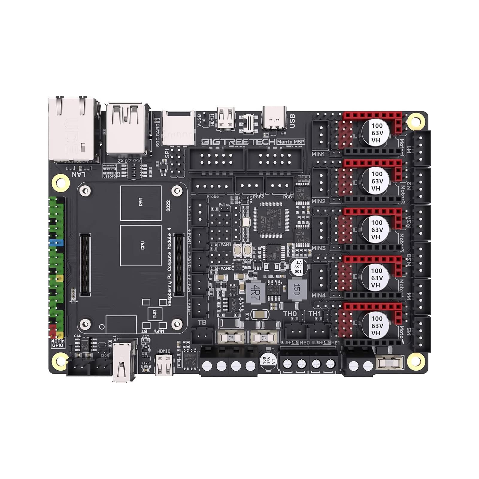 Manta M5P V1.0 32-Bit Steuerplatine Unterstützt 5 Schritttreiber Geeignet Für CB1 3D Drucker Motherboards TMC2209 TMC5160 32-Bit Steuerplatine