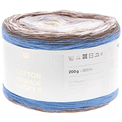 Bobbel Farbverlauf Rico Creative Cotton Degrade Lucky 8 milkshake (10), 200g Farbverlaufswolle zum Häkeln oder Stricken