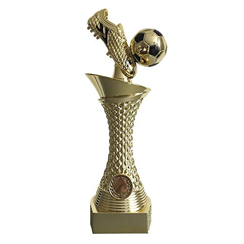 Larius Group Fußball Pokal mit Wunschtext Extra Groß (270mm, 430gr.) mit/ohne Wunschgravur, Trophäe Ehrenpreis Goldener Schuh 1 Platz (ohne Wunschtext)