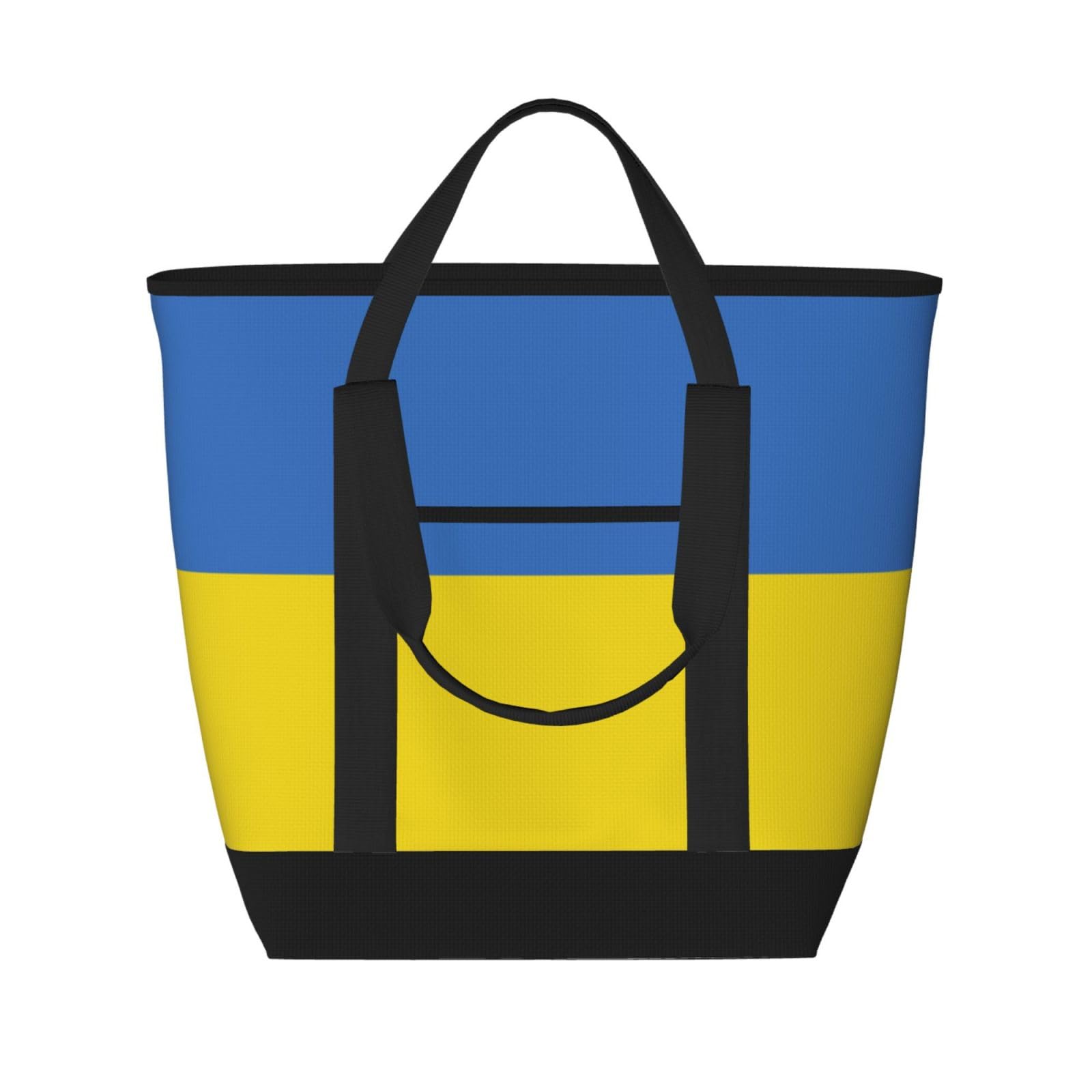 YQxwJL Isolierte Kühltasche mit ukrainischem Flaggenaufdruck, große Kapazität, Einkaufstasche, Reisetasche, Strand, wiederverwendbare Einkaufstasche für Erwachsene, Schwarz, Einheitsgröße