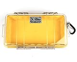 PELI 1060-027-100E Micro Case-Schützt Empfindliche Ausrüstung, IP67 Wasserdicht, 1,3L Volumen, Transparent/Gelbe Gummieinlage