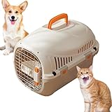 Transportbox für Haustiere, für Katzen, Hunde, Welpen, Kunststoff, waschbar, tragbar, Stresskäfig, Auto-Transportkäfig, robust, abnehmbar, Zubehör für den Außenbereich