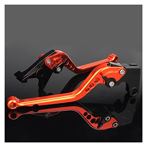 Brems Kupplungshebel Für Vespa 50-125 PV Für ET3 PK S XL Einstellbare Motorrad Bremshebel Kupplung Aluminium 3D Motorrad Bremse Hebel Zubehör Brems und Kupplung shebel(Long Orange)