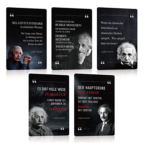 5er Set Blechschilder Einstein Sprüche Retro Schild Spruch Wanddeko Geschenk 20x30cm