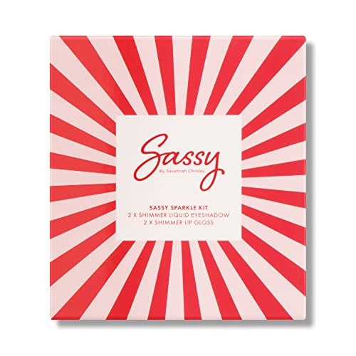 Sassy by Savannah Chrisley Sassy Sparkle Kit - Shimmering, Liquid Eyeshadows and Lip Glosses - Complements All Skin Tones - Coordinating Shades for Sophisticated Finish - 4 PC Makeup Kit