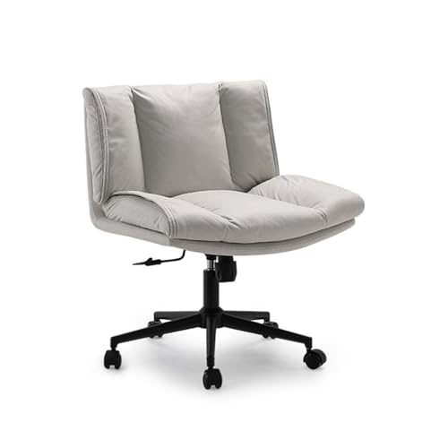 Bürostühle Home-Office-Stuhl mit Rollen, höhenverstellbar, grauweißer technischer Stoff, ergonomischer Computerstuhl, moderner Drehstuhl mit mittlerer Rückenlehne for Büro, Besprechungszimmer, Arbeits