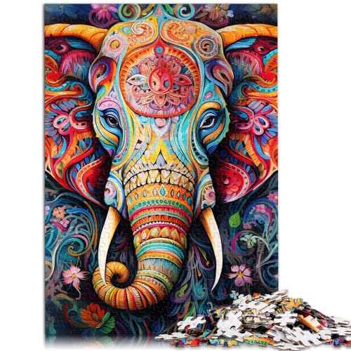 Puzzles als Geschenke, Psychedelischer Elefant, Puzzles für Erwachsene, 1000 Teile, Holzpuzzle, Stressabbau, Urlaub zu Hause, Zeit totschlagen, 1000 Teile (50 x 75 cm)