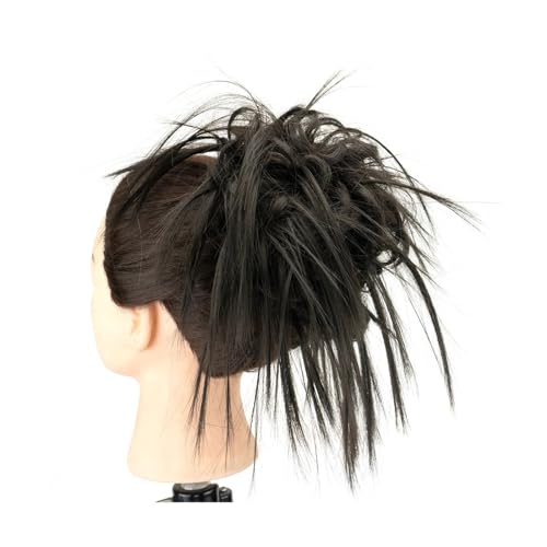 Haarteil 2 Stück unordentlicher Haarknoten, Hochsteckfrisur, gefälschte Haargummis, Verlängerung, gewellte, lockige Haarteile, Pferdeschwanz, Chignon-Stirnband for Frauen Haarverlängerung(Schwarz)