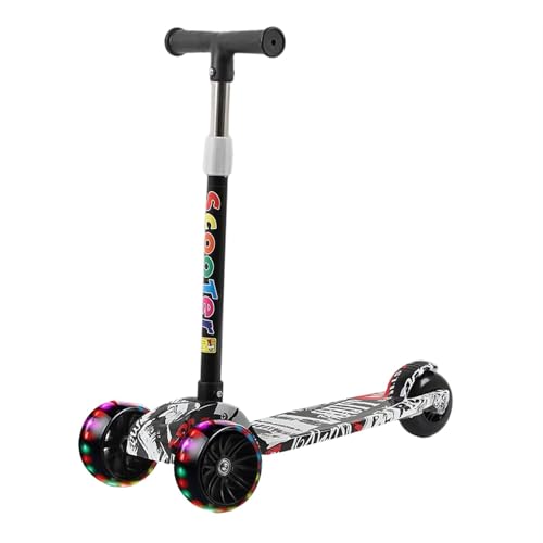 Kinderroller – Tragbarer Jungenroller | Faltbarer Graffiti-Roller mit Flash-Rad | Rutschfester Dreirad-Roller mit Deck, Outdoor-Aktivitäten für Geburtstagsfeiertage