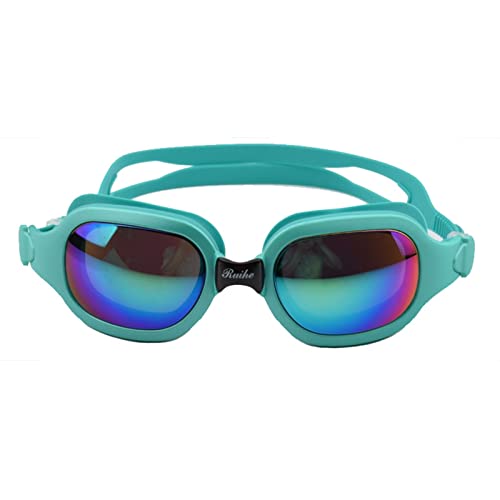 BFVAKBKYT Schwimmbrille, Schwimmbrille for Erwachsene, Schwimmkappe, Ohrstöpsel, Nasenclip, Set mit Sport-Taucherbrille, Bunte Schwimmbrille