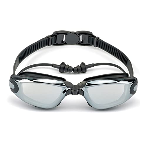 BFVAKBKYT Schwimmbrille, Schwimmbrille for Herren, Ohrstöpsel, wasserdicht, for Erwachsene, Schwimmbrille, Natacion, Schwimmbrille(Schwarz)