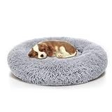 YUNDONGBA Hundebett waschbar, mit waschbarem Bezug, Hundekissen, Hundekorb, Katzenbett, Flauschiges Hundebett Donut Kissen für große mittelgroße kleine Hunde (Hellgrau, 60CM)