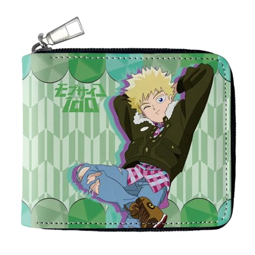 RYNDEX M-ob Psyc-ho 100 Geldtasche Anime, Spaß Süß Kawaii Kartenetui mit Münzfach, Kindergeldbörse für Ausweis Banknote Münze Foto(Color:Multicolor 11)