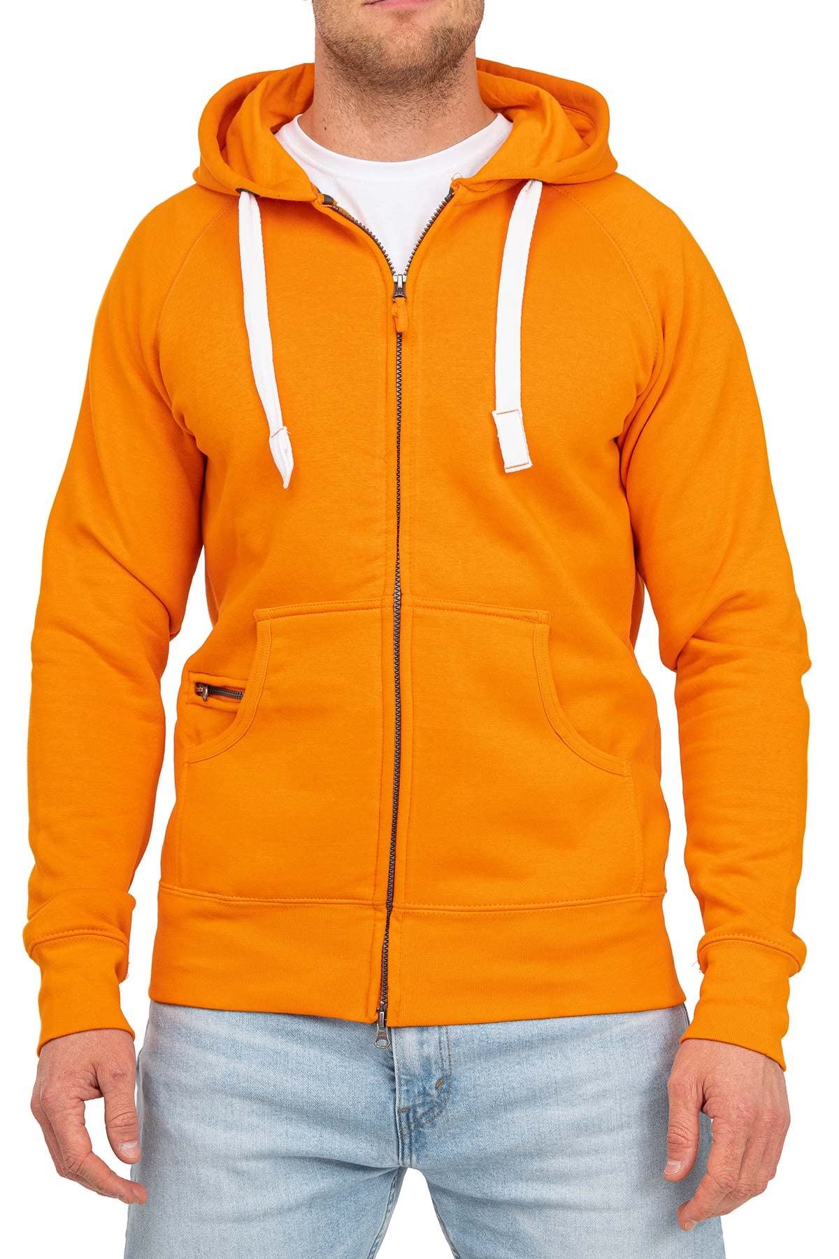 Happy Clothing Herren Kapuzenjacke mit Zip, Größe:5XL, Farbe:Orange