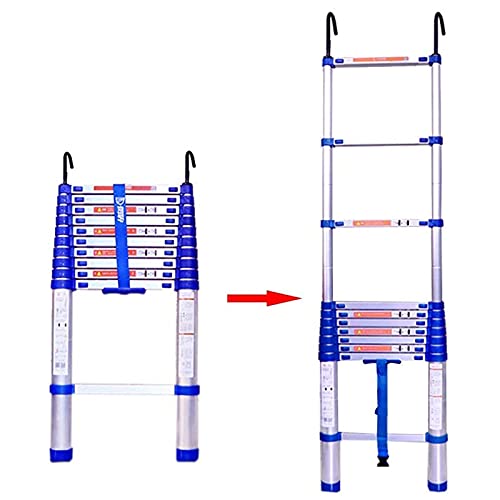 RASOANOA Teleskopleiter aus Aluminium mit Haken, 8 m/7 m/6 m/5 m/4 m/3 m/2 m/1 m hohe Teleskop-Ausziehleitern für Arbeiten im Freien auf dem Dachboden zu Hause, Tragkraft 150 kg (Größe: 4,3 m/14 Fuß)