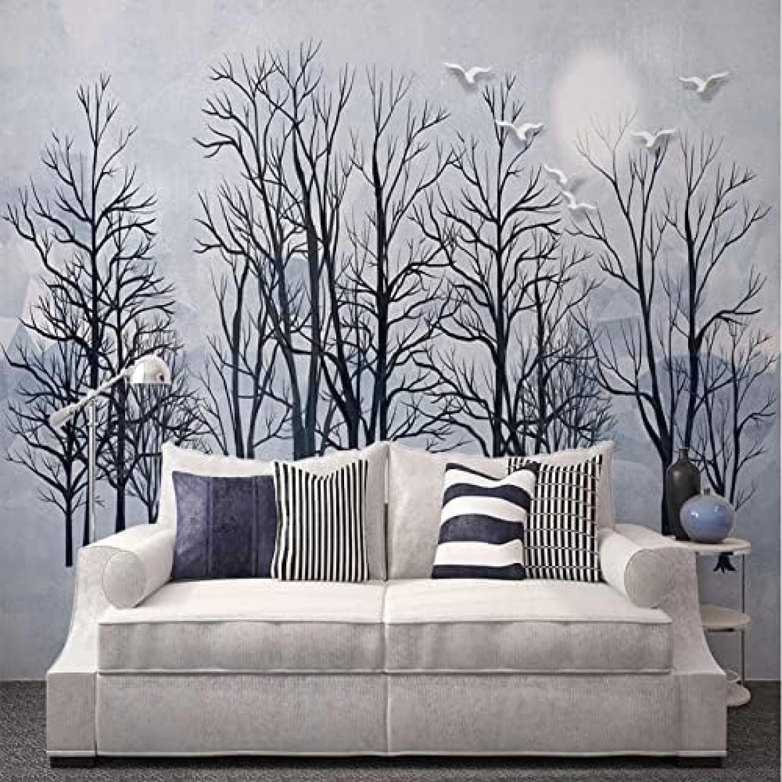 XLMING Winter Wald Schnee Bilder Kunst Interieur 3D Tapete Wohnzimmer Sofa Schlafzimmer Esszimmer Home Dekoration Wand-150cm×105cm