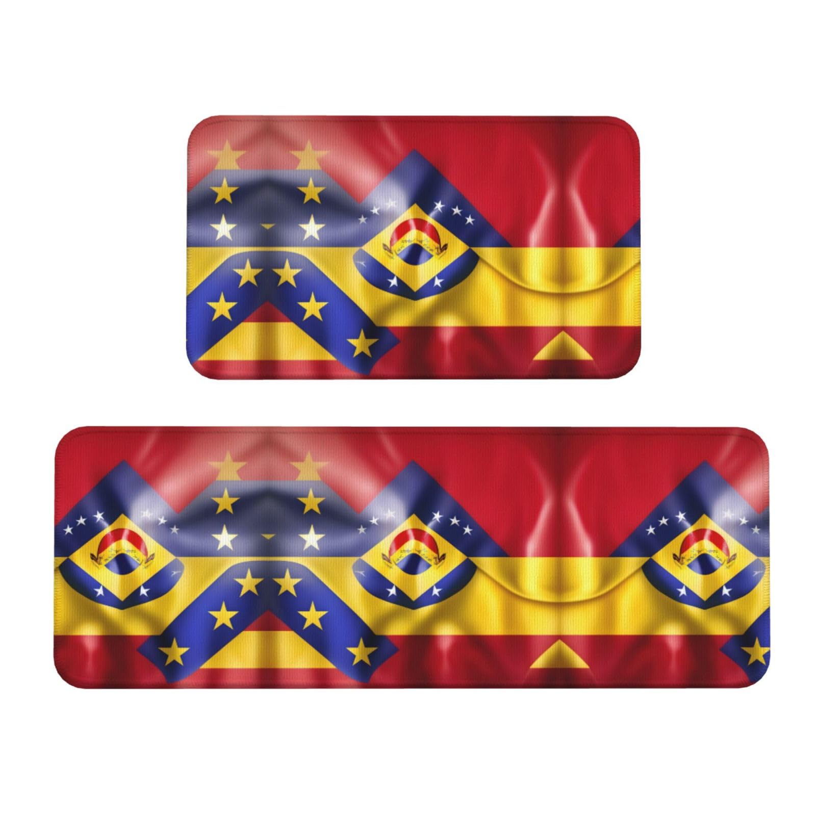 YQxwJL Küchenteppich, Motiv: Flagge von Venezuela, rutschfeste Küchenmatte, 2er-Set, bequeme Stehmatten für Küche, Büro