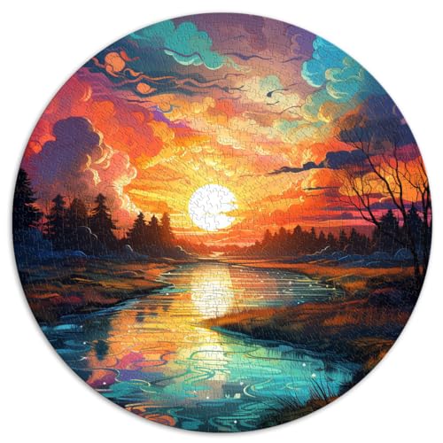 Puzzles für Sonnenaufgang über dem Fluss Puzzles 1000 Teile 26,5x26,5 Zoll für Puzzles Familienspiel Stressabbau Schwieriges Herausforderungspuzzle