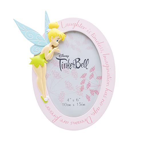 Happy Homewares Disney Peter Pan Tinkerbell Bilderrahmen, oval, Kunstharz, 10,2 x 15,2 cm, Rosa