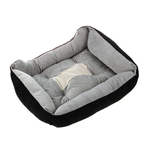 Nemeaii Extra Große Luxus Waschbar Haustier Hund Welpe Katze Bett Kissen Weiche Matte Wärmer Korb Farbe: Schwarz Größe: XL