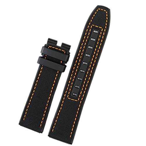 SCRUBY 22mm Leinwand Gummi -Uhrengurt Männer Handgelenkband Armband für Mido M038/M038431A Serie Soft Watchbänder(B Orange No clasp)