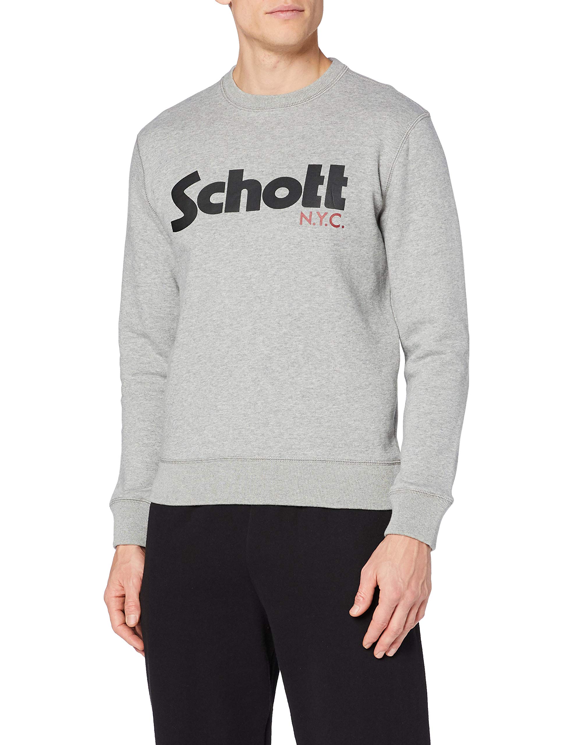 Schott NYC Herren Swcrew Sweatshirt, Grau (Heat.Grey Heat.Grey), XX-Large