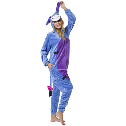 Katara 1744 -Esel I-A Kostüm-Anzug Onesie/Jumpsuit Einteiler Body für Erwachsene Damen Herren als Pyjama oder Schlafanzug Unisex - viele Verschiedene Tiere