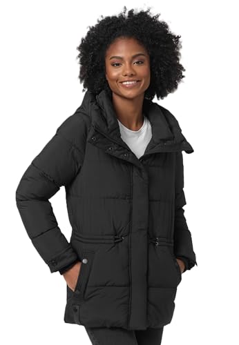 MARIKOO Damen Winter Jacke gesteppte Winterjacke Stepp warm B947 [B947-Akum-Schwarz-Gr.M]