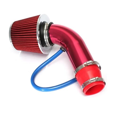 Induktion Schlauch Kit Universal 76mm Auto Racing Cold Air Intake System Turbo Induktionsrohr Rohr Kit Aluminium Mit Kegel Luftfilter Einlass Auto Luftansaug(Red)